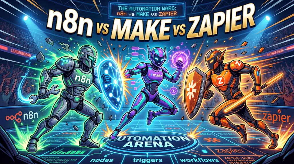 n8n vs. Make vs. Zapier in 2026: Which One Actually Survives Real Client Work | startmit.com 1789518700998 1024x572